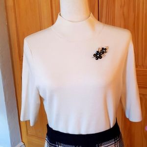 Ann Taylor Cream Mock Neck Sweater - Size L